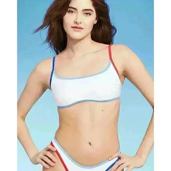 Wild Fable Bikini TOP M(8/10) And High Rise BOTTOM S(4/6) Red/White/Blue NWT - Picture 13 of 16